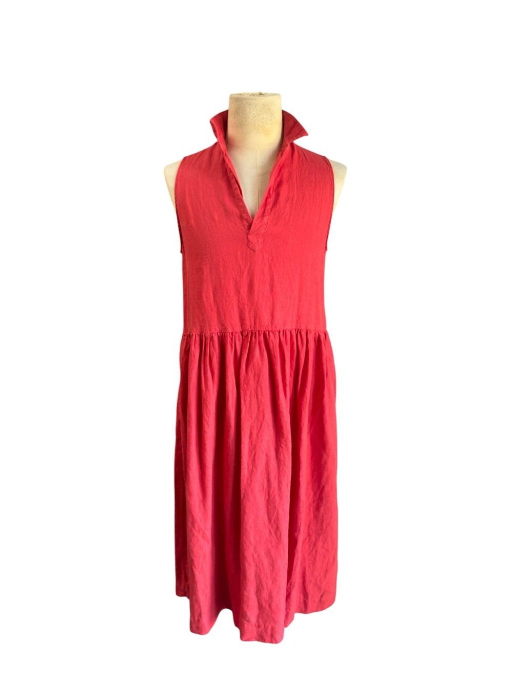 Frank & Eileen Daphne Sleeveless Collared Midi Dress in Red